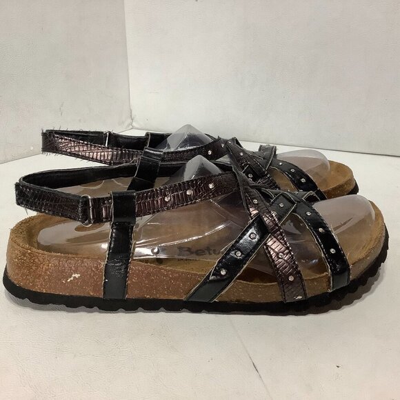 Birkenstock Betula Rhinestone Strappy Studded Sandals EU Size 41 Narrow Black - Picture 3 of 12
